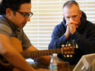 Songwriter Jay Clementi works on a song with Sgt. 1st Class Scott McRae at the weekend retreat near Fort Hood in Central Texas. Songwriter Jay Clementi works on a song with Sgt. 1st Class Scott McRae at the weekend retreat near Fort Hood in Central Texas.