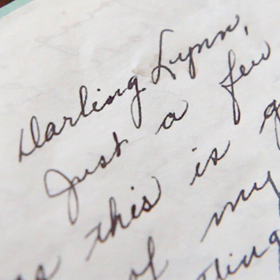 A letter from 1947 written by Dorothy Fallon to Lynn Farnham washed up on the shore in Atlantic Highlands, N.J., after Hurricane Sandy. (Lindsay Lazarski/WHYY)