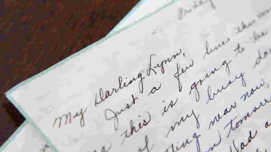 A letter from 1947 written by Dorothy Fallon to Lynn Farnham washed up on the shore in Atlantic Highlands, N.J., after Hurricane Sandy. (Lindsay Lazarski/WHYY)