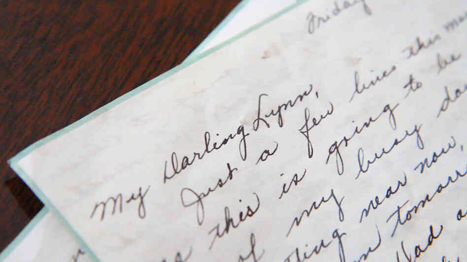 A letter from 1947 written by Dorothy Fallon to Lynn Farnham washed up on the shore in Atlantic Highlands, N.J., after Hurricane Sandy. (Lindsay Lazarski/WHYY)