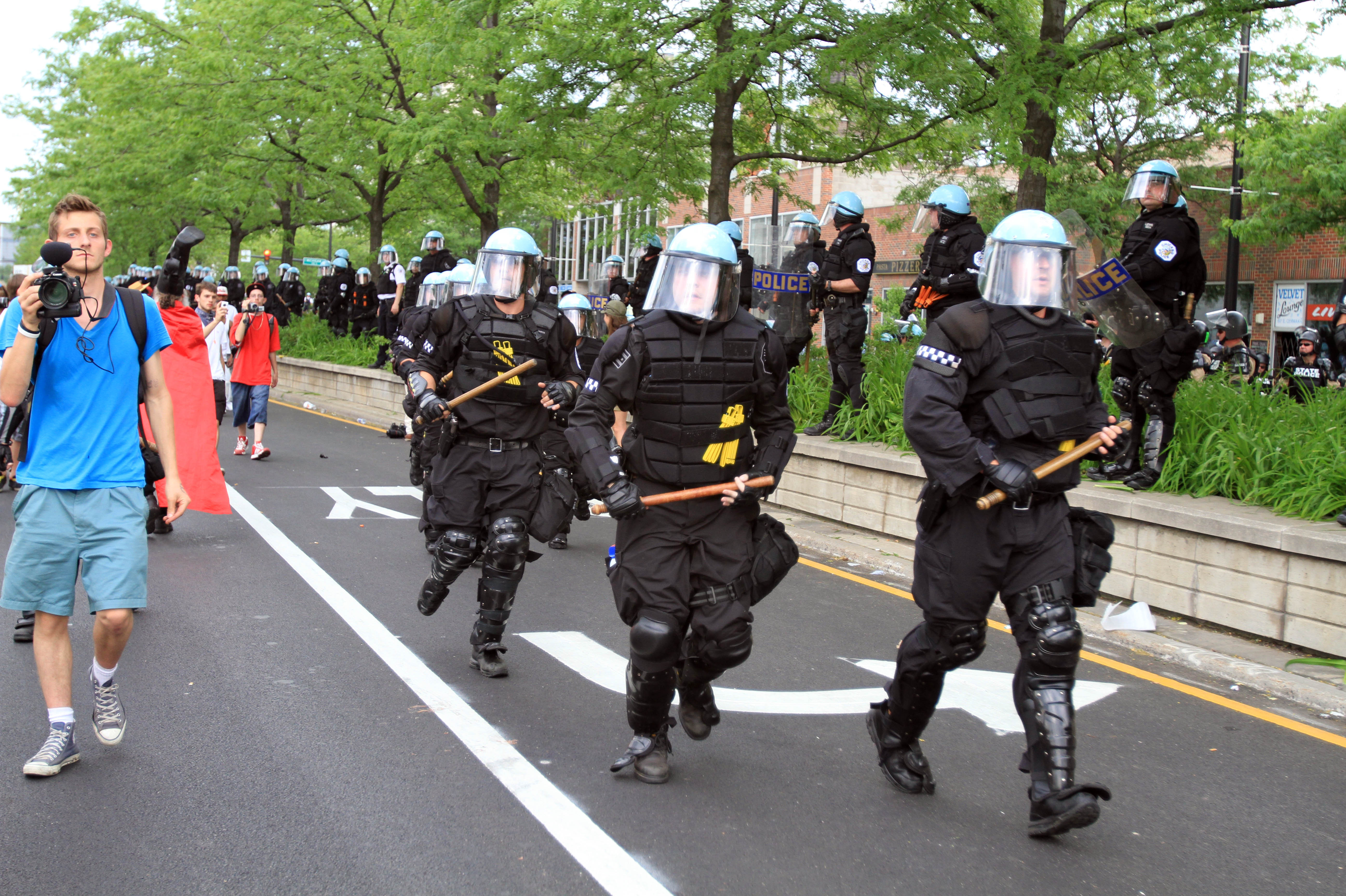 Chicago police move in during protests against the NATO summit in May. Chicago police move in during protests against the NATO summit in May.