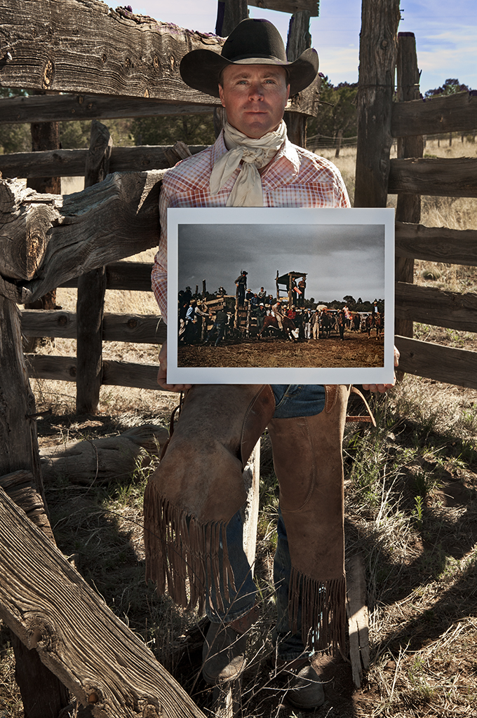 Ace McPhaul, rancher, at old rodeo corral