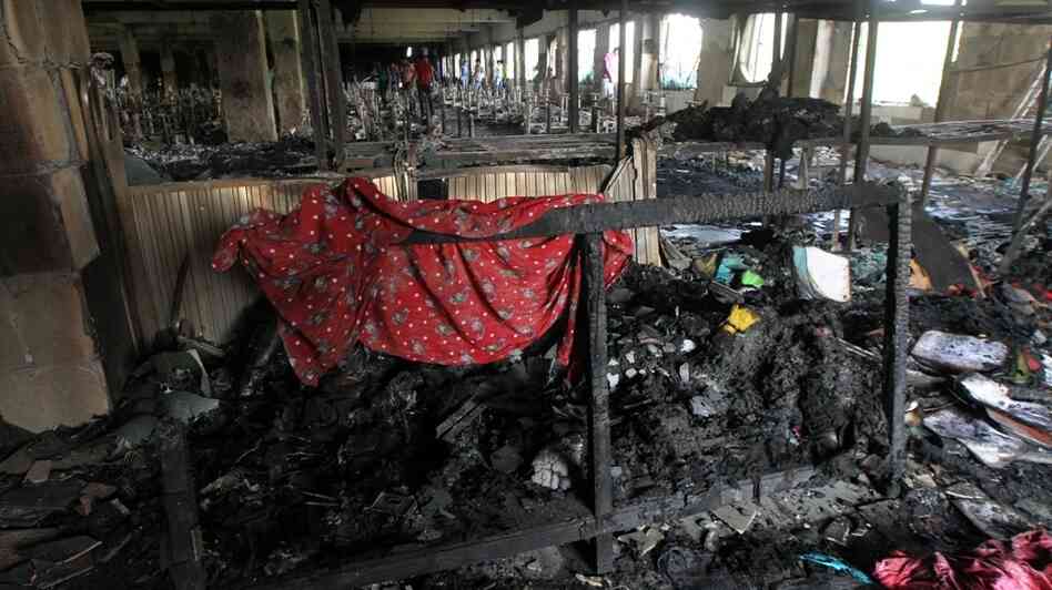 Inside the factory in Dhaka, Bangladesh, after the blaze.