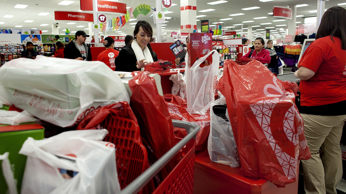 The scene at the registers in a Braintree, Mass., Target store on Black Friday.