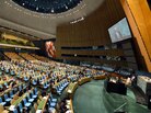 The United Nations General Assembly at UN headquarters in New York. The United Nations General Assembly at UN headquarters in New York.