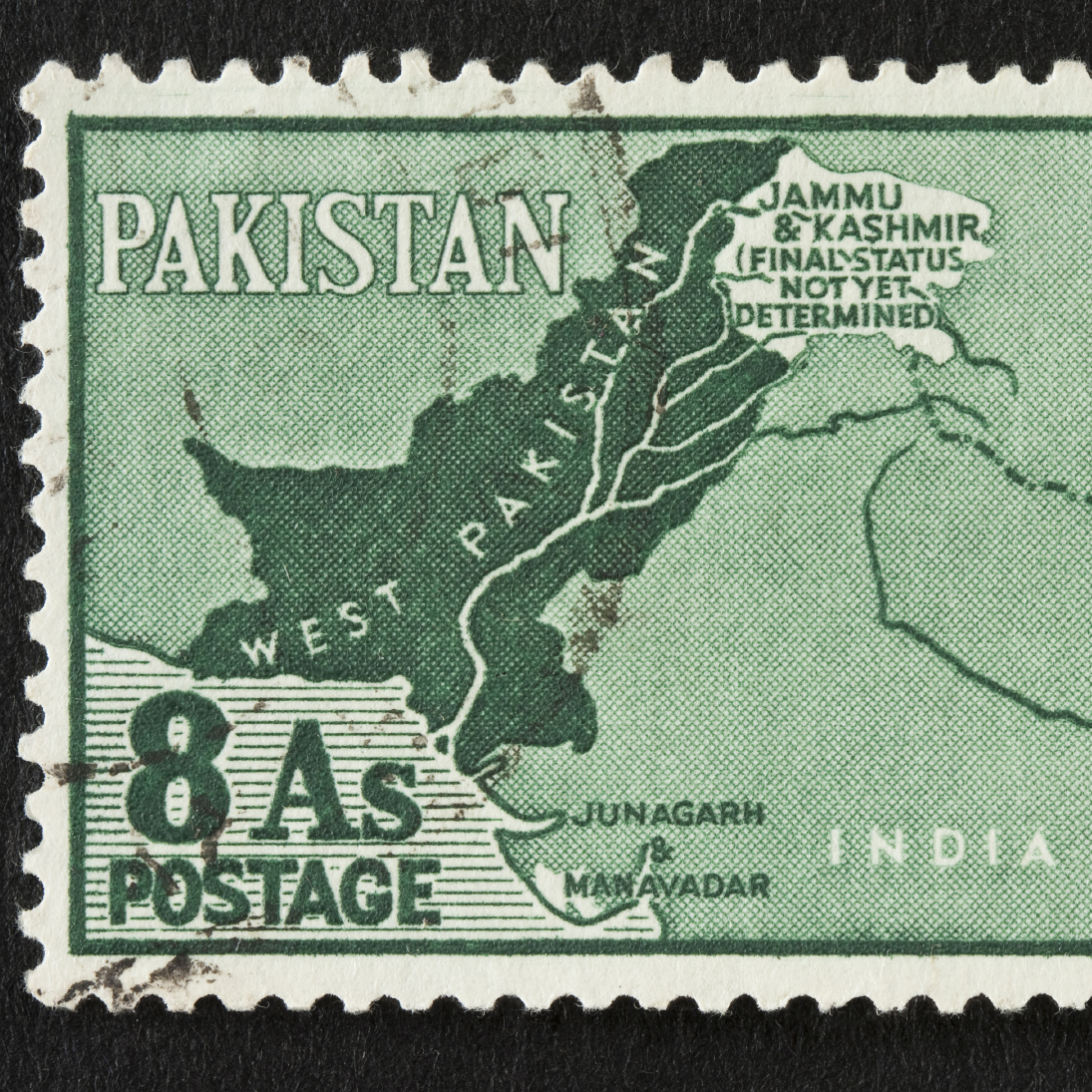 A stamp issued in 1960 shows the disputed Kashmir region between Pakistan and India.