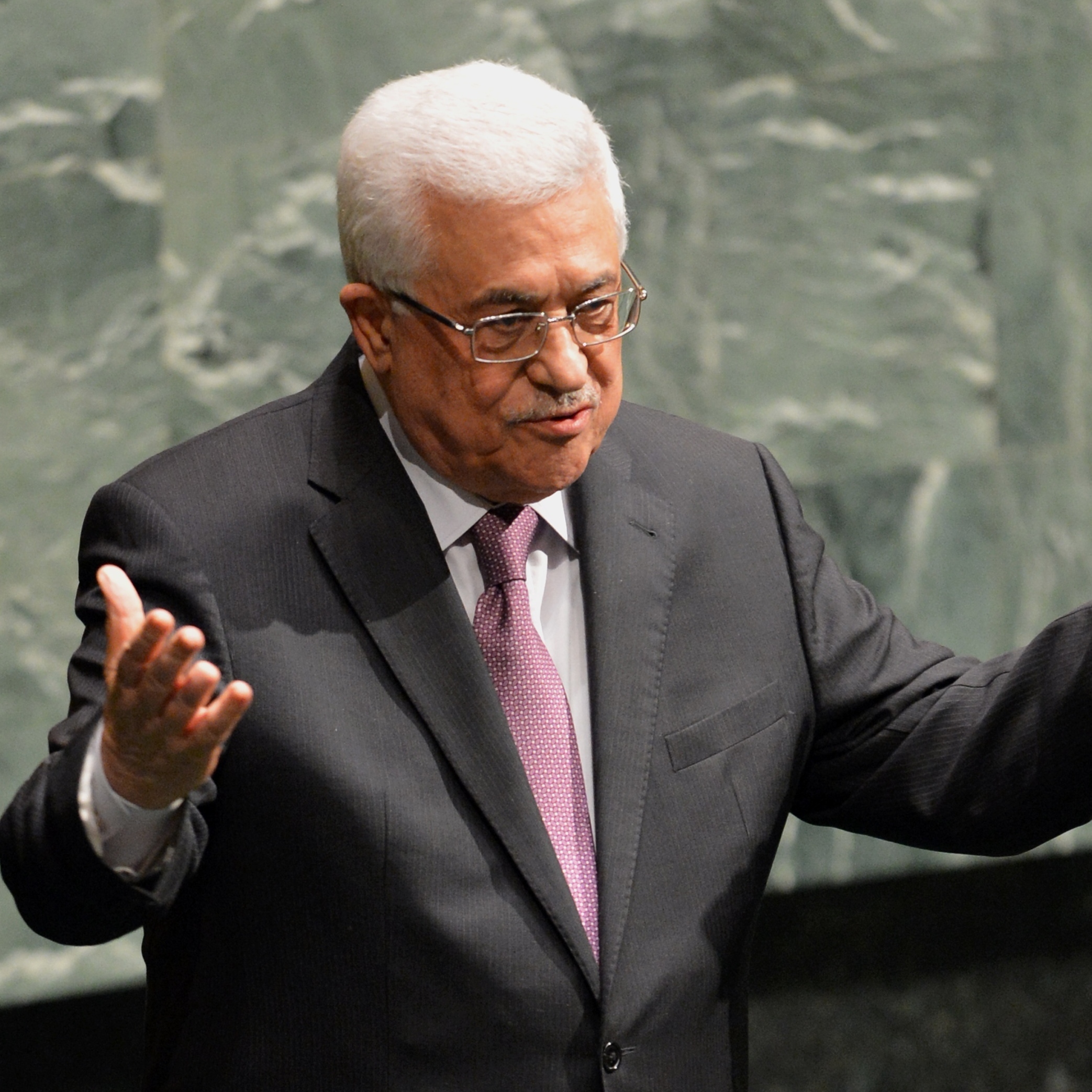 Palestinian Authority President Mahmoud Abbas after he spoke to the United Nations General Assembly.