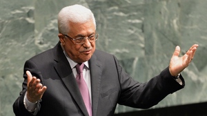 Palestinian Authority President Mahmoud Abbas after he spoke to the United Nations General Assembly.