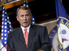 House Speaker John Boehner of Ohio speaks to reporters on Capitol Hill Thursday after private talks with Treasury Secretary Timothy Geithner. House Speaker John Boehner of Ohio speaks to reporters on Capitol Hill Thursday after private talks with Treasury Secretary Timothy Geithner.