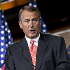 House Speaker John Boehner of Ohio speaks to reporters on Capitol Hill Thursday after private talks with Treasury Secretary Timothy Geithner.