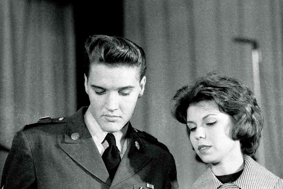 Elvis Presley, early 1960s, with Nancy Sinatra. "I knew I would have to hustle in this competitive business if I wanted to make a name for myself .... But I had to make it to this one: Sgt. Elvis Presley, stationed for two years in Germany, was flying in to meet with the media at Fort Dix, N.J., on the eve of his discharge."