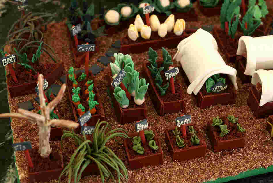 A replica of the White House kitchen garden is part of the edible display.