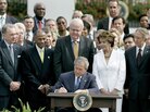 In 2006, then-President George W. Bush signs the reauthorization of the Voting Rights Act, on the South Lawn of the White House. In 2006, then-President George W. Bush signs the reauthorization of the Voting Rights Act, on the South Lawn of the White House.