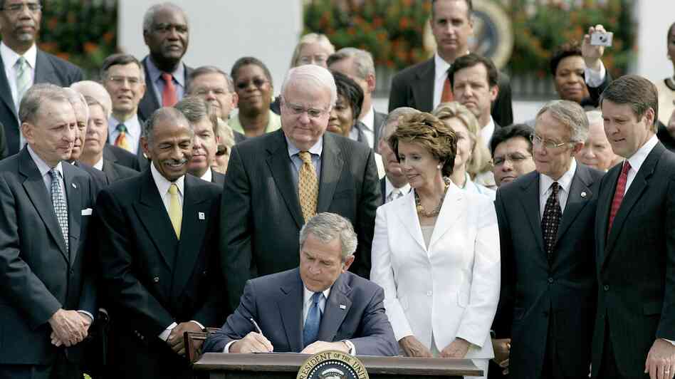 In 2006, then-President George W. Bush signs the reauthorization of the Voting Rights Act, on the South Lawn of the White House. In 2006, then-President George W. Bush signs the reauthorization of the Voting Rights Act, on the South Lawn of the White House.