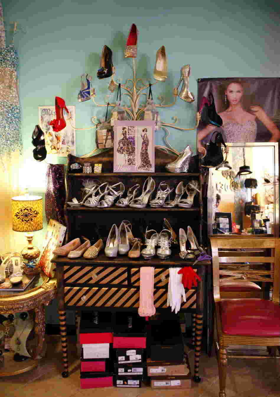 Beauty pageant contestants often need multiple pairs of shoes, like these seen at Deja Vu, per pageant to accompany different outfits. That alone can get pricey.