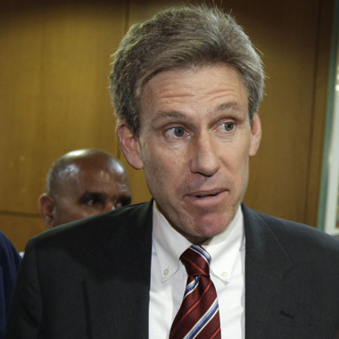 Then-envoy Chris Stevens speaks to local media in Benghazi, Libya, on April 11, 2011.