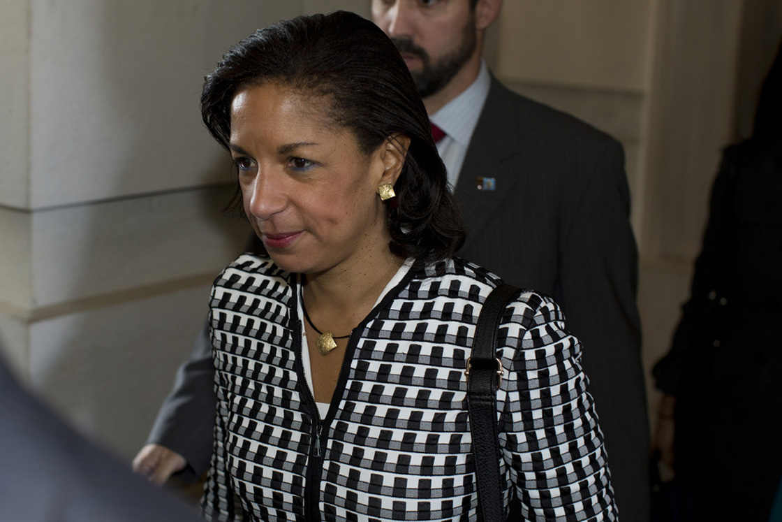 U.N. Ambassador Susan Rice leaves a Nov. 28 meeting on Capitol Hill with Sen. Susan Collins, R-Maine, and Sen. Bob Corker, R-Tenn., about the Benghazi terrorist attack.