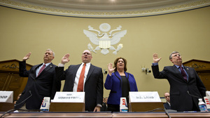 Witnesses are sworn in on Capitol Hill on Oct. 10, before testifying at a House Oversight and Government Reform Committee hearing on the attack on the U.S. Consulate in Benghazi, Libya.