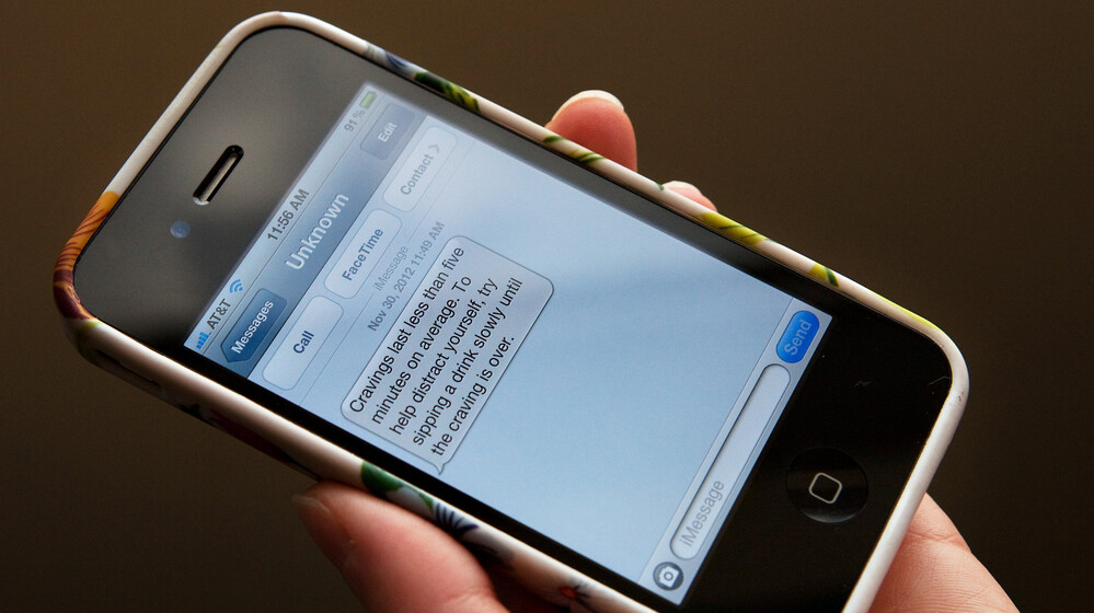In the U.K.-based program called Txt2stop, researchers sent smokers encouraging text messages, like the one above, to help them quit.