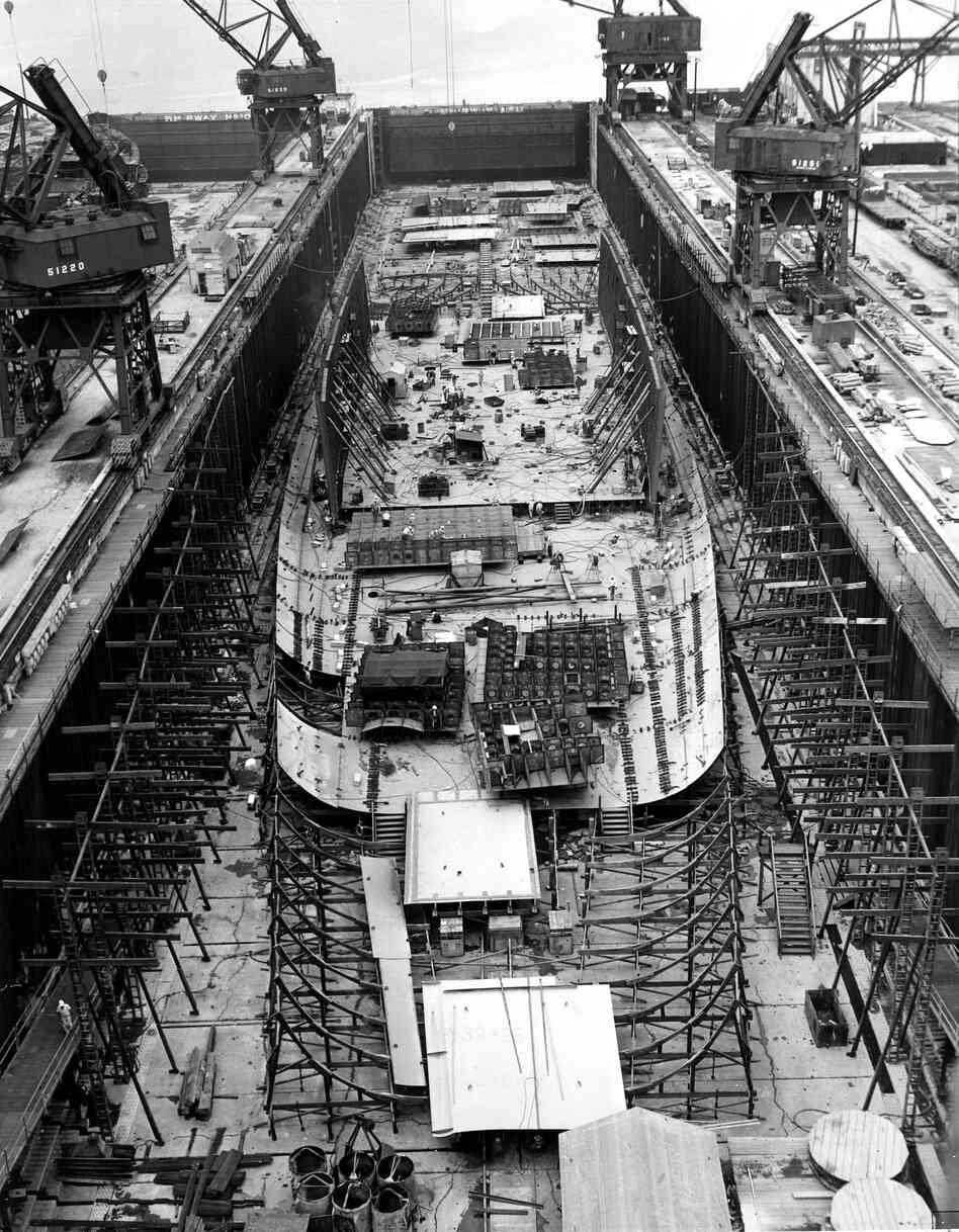 The Enterprise under construction in 1958.