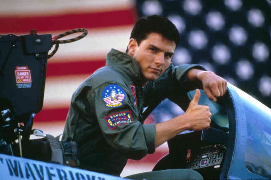 Actor Tom Cruise on the set of Top Gun, which filmed the USS Enterprise in 1986.