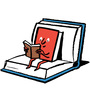 Illustration of a book sitting on a book, reading a book. Illustration of a book sitting on a book, reading a book.