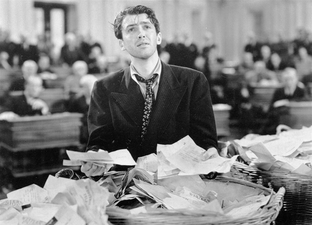 Jimmy Stewart in a scene from the 1939 film Mr. Smith Goes to Washington.