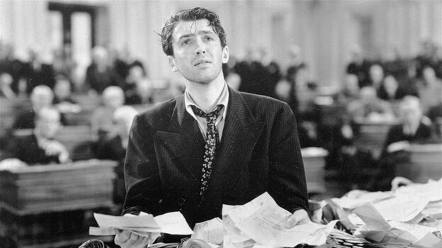 Jimmy Stewart in a scene from the 1939 film Mr. Smith Goes to Washington. (AP)