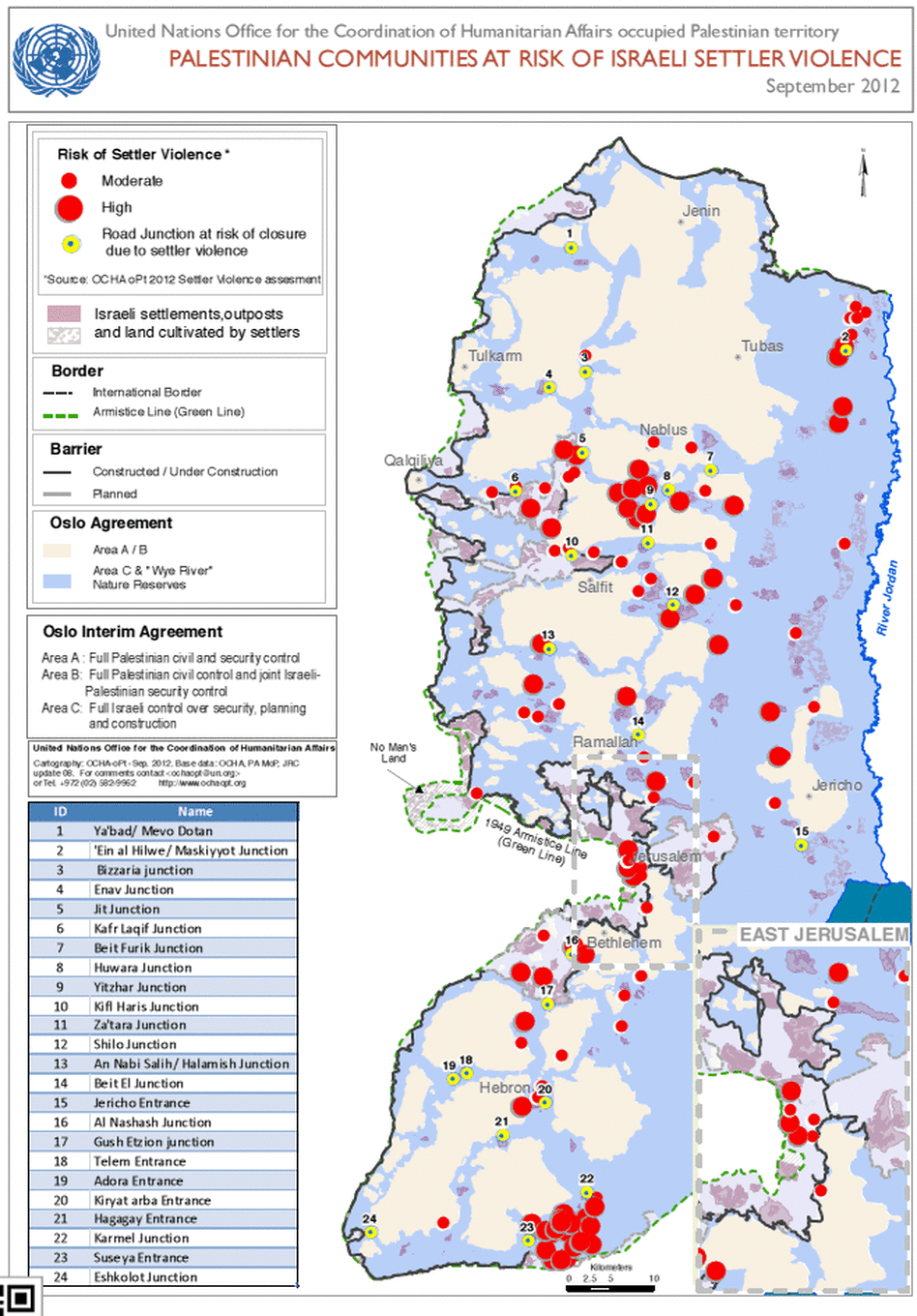 A map of the West Bank from the U.N. A map of the West Bank from the U.N.