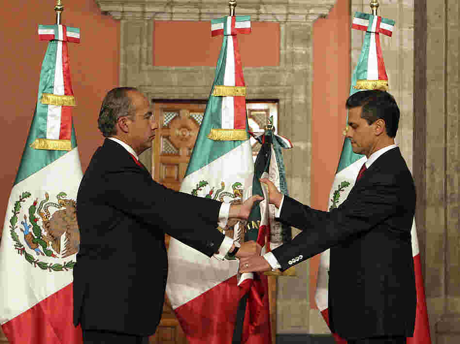 Pena Nieto (right) inherits a country with a mixed record. Most of Mexico is embroiled in a deadly drug war, but also boasts an economy that is doing surprisingly well.