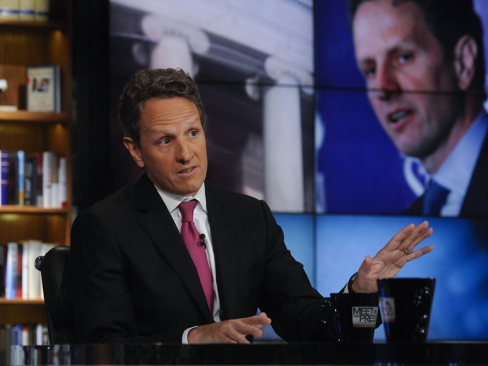 Treasury Secretary Timothy Geithner, seen here on NBC's Meet the Press on July 10, 2011, took to the Sunday talk shows to make the administration's case on the negotiations over the "fiscal cliff." Treasury Secretary Timothy Geithner, seen here on NBC's Meet the Press on July 10, 2011, took to the Sunday talk shows to make the administration's case on the negotiations over the "fiscal cliff."