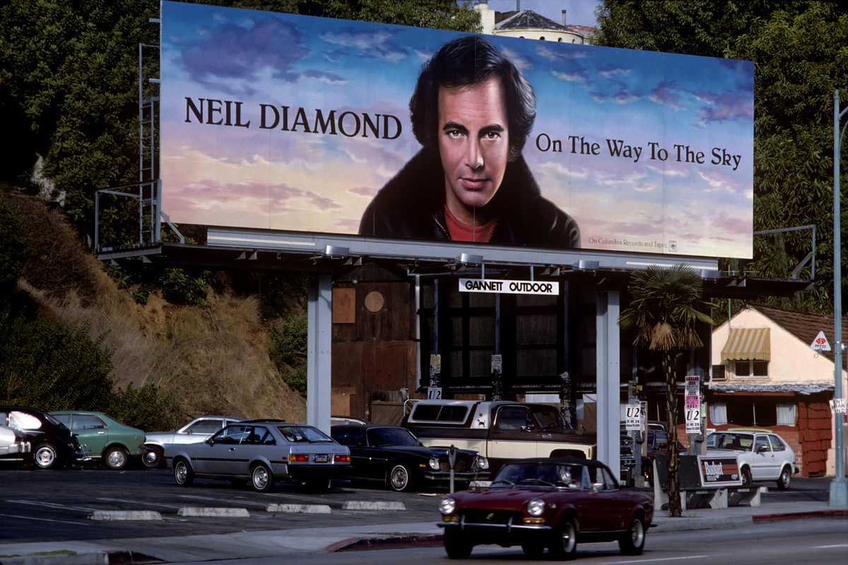 Neil Diamond's On the Way to the Sky, 1981 (Columbia Records), art direction by David Kirschner, photo by Kenneth McGowan.