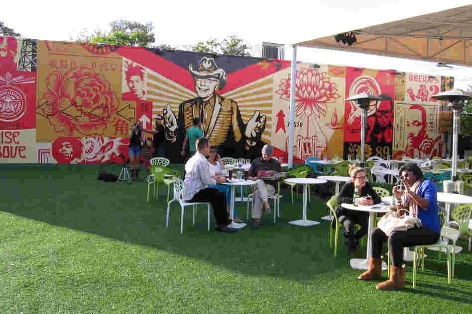 Los Angeles artist Shepard Fairey's new mural revolves around an image of Wynwood Walls founder Tony Goldman.