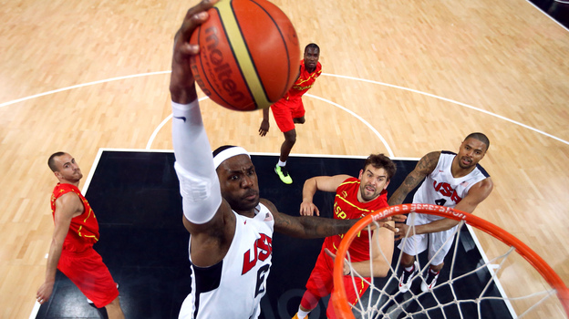 LeBron James, during last summer's Olympics in a game against Spain. (AFP/Getty Images)
