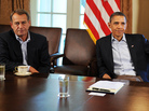 President Obama and House Speaker John Boehner meet in the White House on July 23, 2011. At that time, they were discussing how to avert a debt default. The talks ultimately led to the deal that now brings us aspects of the so-called fiscal cliff. President Obama and House Speaker John Boehner meet in the White House on July 23, 2011. At that time, they were discussing how to avert a debt default. The talks ultimately led to the deal that now brings us aspects of the so-called fiscal cliff.