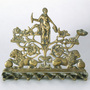This Hanukkah lamp, made in Italy in the 19th century, depicts Judith holding a sword in one hand and the severed head of Holofernes in the other.