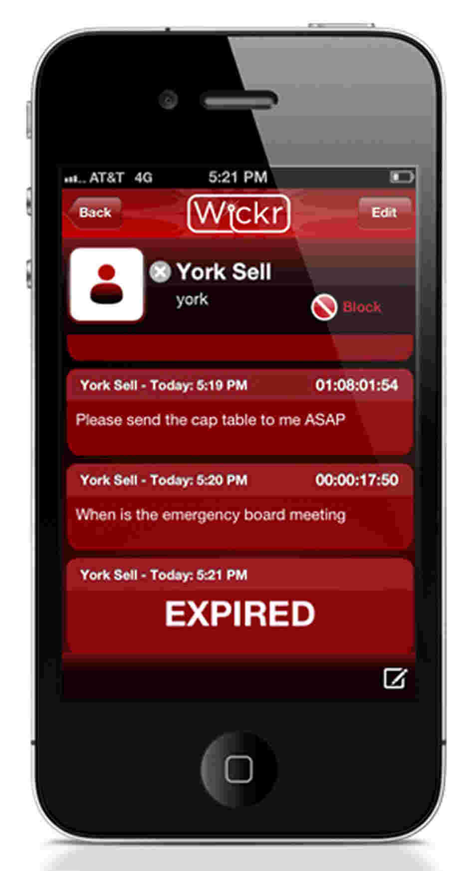 The Wickr iPhone app allows users to create self-destructing messages. The Wickr iPhone app allows users to create self-destructing messages.