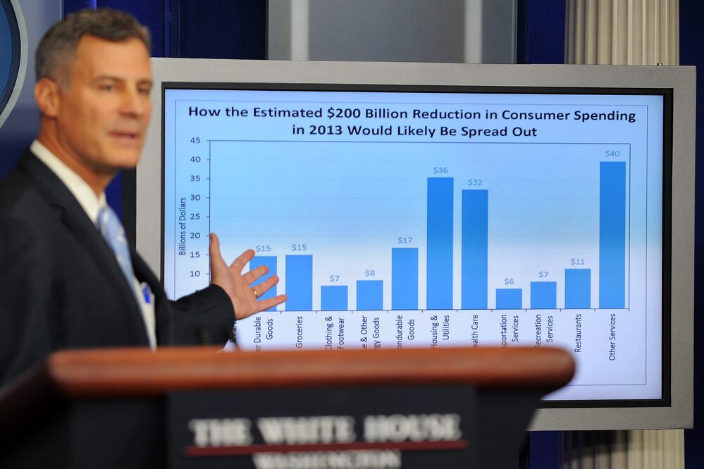 Alan Krueger, chairman of the president's Council of Economic Advisers, warns that consumer spending will drop if Congress and the White House fail to reach a deal on spending cuts and tax increases.