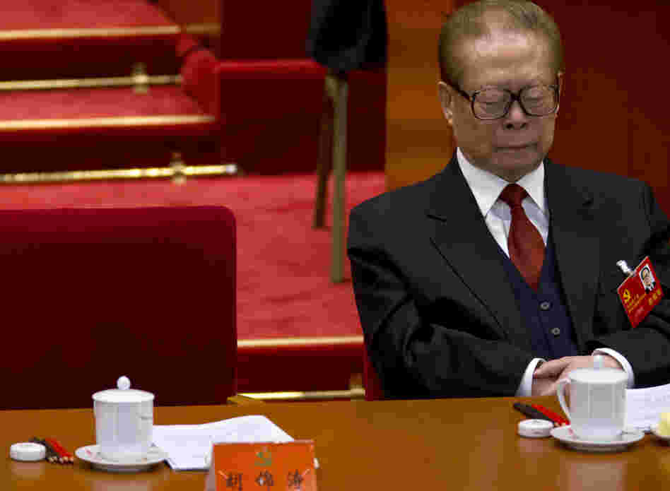 Even the party's top brass isn't immune to the siren call of the snooze: Jiang Zemin, formerly China's president and top party leader, dozes while then-Chinese President and Chinese Communist Party General Secretary Hu Jintao reads a work report during the opening session of 18th Communist Party Congress at the Great Hall of the People in Beijing, Nov. 8.