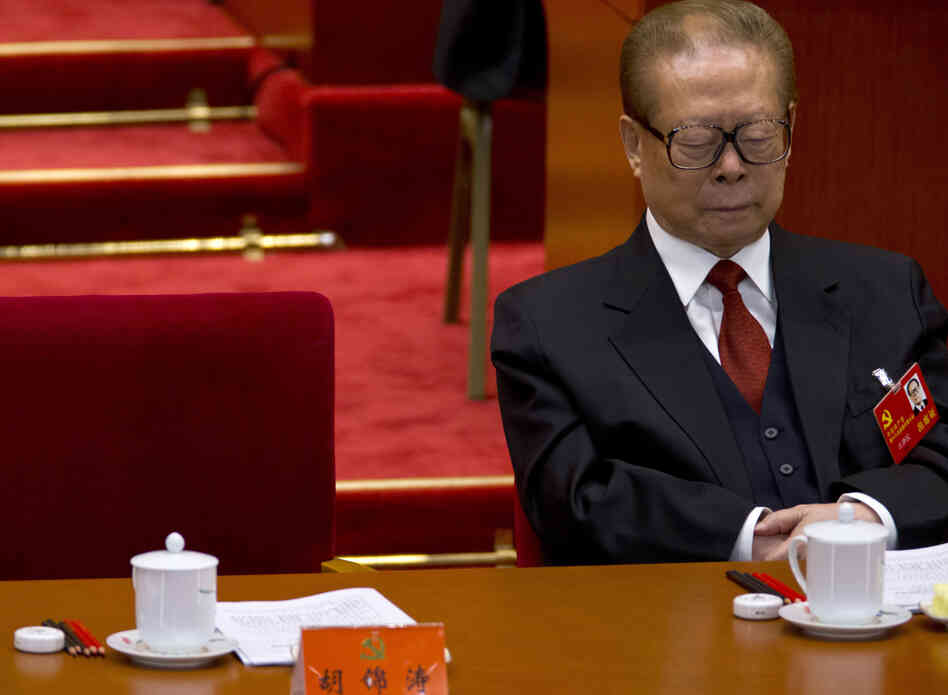 Even the party's top brass isn't immune to the siren call of the snooze: Jiang Zemin, formerly China's president and top party leader, dozes while then-Chinese President and Chinese Communist Party General Secretary Hu Jintao reads a work report during the opening session of 18th Communist Party Congress at the Great Hall of the People in Beijing, Nov. 8.