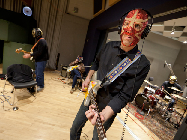 Los Straitjackets' members rehearse in NPR's Studio 4A.