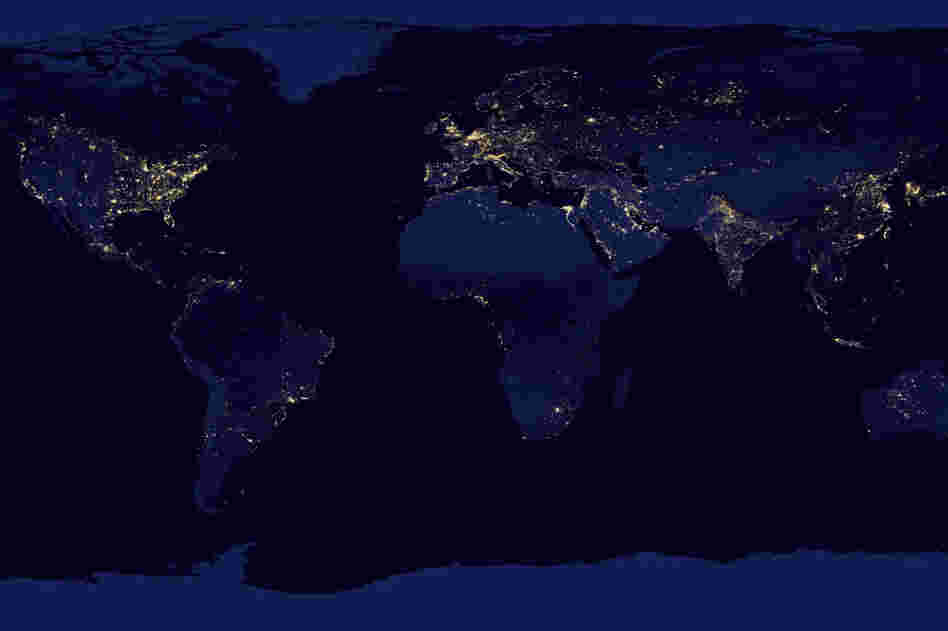 A view of the Earth's lights at night, acquired by the Suomi National Polar-orbiting Partnership (Suomi NPP) satellite.