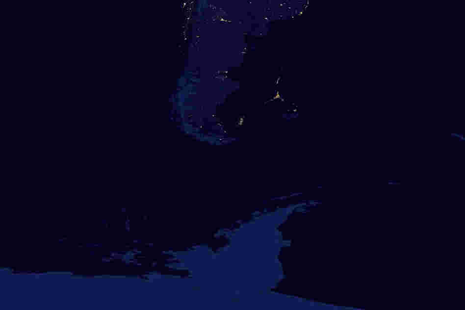 The southern tip of South America and Antarctica