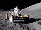 Cmdr. Eugene Cernan tests the lunar vehicle on the surface of the moon during the Apollo 17 mission. Cmdr. Eugene Cernan tests the lunar vehicle on the surface of the moon during the Apollo 17 mission.
