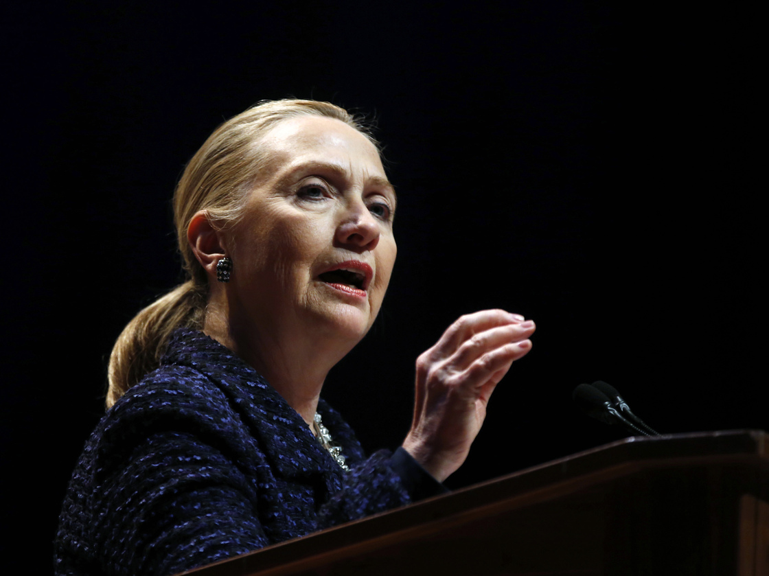 U.S. Secretary of State Hillary Clinton delivers a speech at Dublin City University in Ireland on Thursday. She also met with Russian Foreign Minister Sergei Lavrov to discuss Syria.