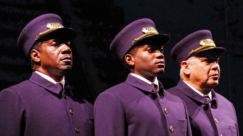 Left to right: Actors Cleavant Derricks (as Sylvester), Warner Miller (as Cephas) and Larry Marshall (as Monroe) star in Pullman Porter Blues.