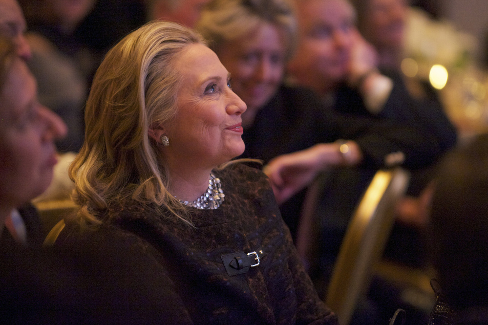 Hillary Clinton reacts as she watches the video that convinced New Yorker editor David Remnick that we should expect to see a Clinton '16 presidential run.