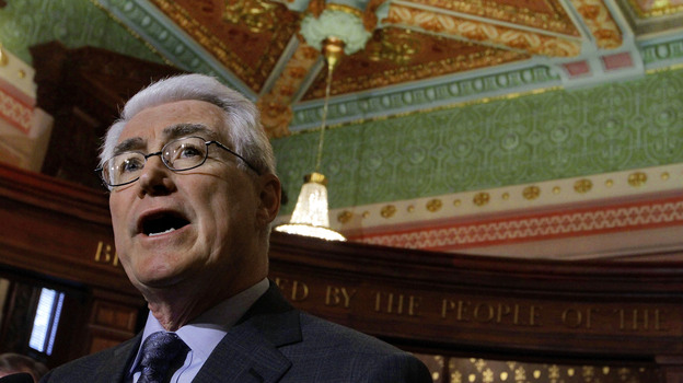Former Illinois Gov. Jim Edgar speaks to reporters at the Illinois State Capitol on Dec. 4, before a Senate vote on a law that would allow undocumented immigrants to obtain driver's licenses. Former Illinois Gov. Jim Edgar speaks to reporters at the Illinois State Capitol on Dec. 4, before a Senate vote on a law that would allow undocumented immigrants to obtain driver's licenses.
