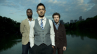 The Vijay Iyer Trio is Marcus Gilmore (left, drums), Iyer (center, piano) and Stephan Crump (right, bass). The Vijay Iyer Trio is Marcus Gilmore (left, drums), Iyer (center, piano) and Stephan Crump (right, bass).