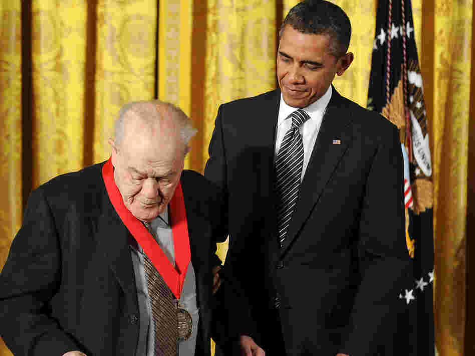 President Barack Obama and the late pianist and scholar Charles Rosen, after Rosen was presented with a 2011 National Humanities Medal on February 13.